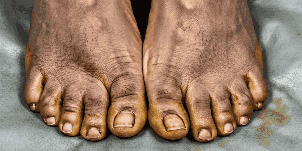 discoloration on feet and ankles